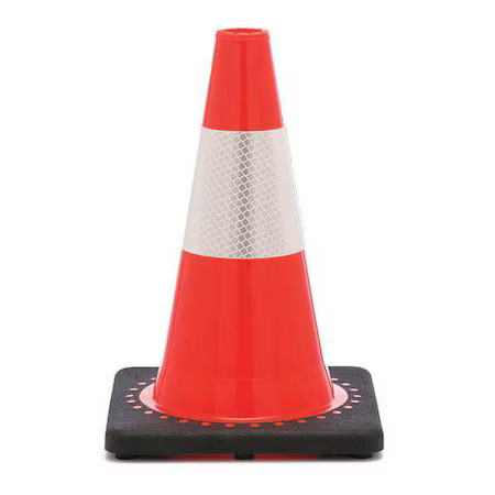 Traffic Cone, Pvc, High-Intensity Prismatic, 12 In Height, 1.5 Lb, Orange,