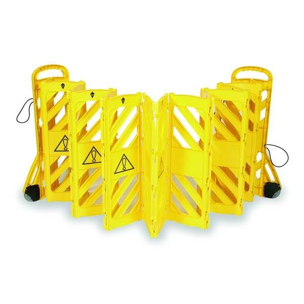 Portable Barricade, Polypropylene, 35 Lb, Yellow, 2Leb5