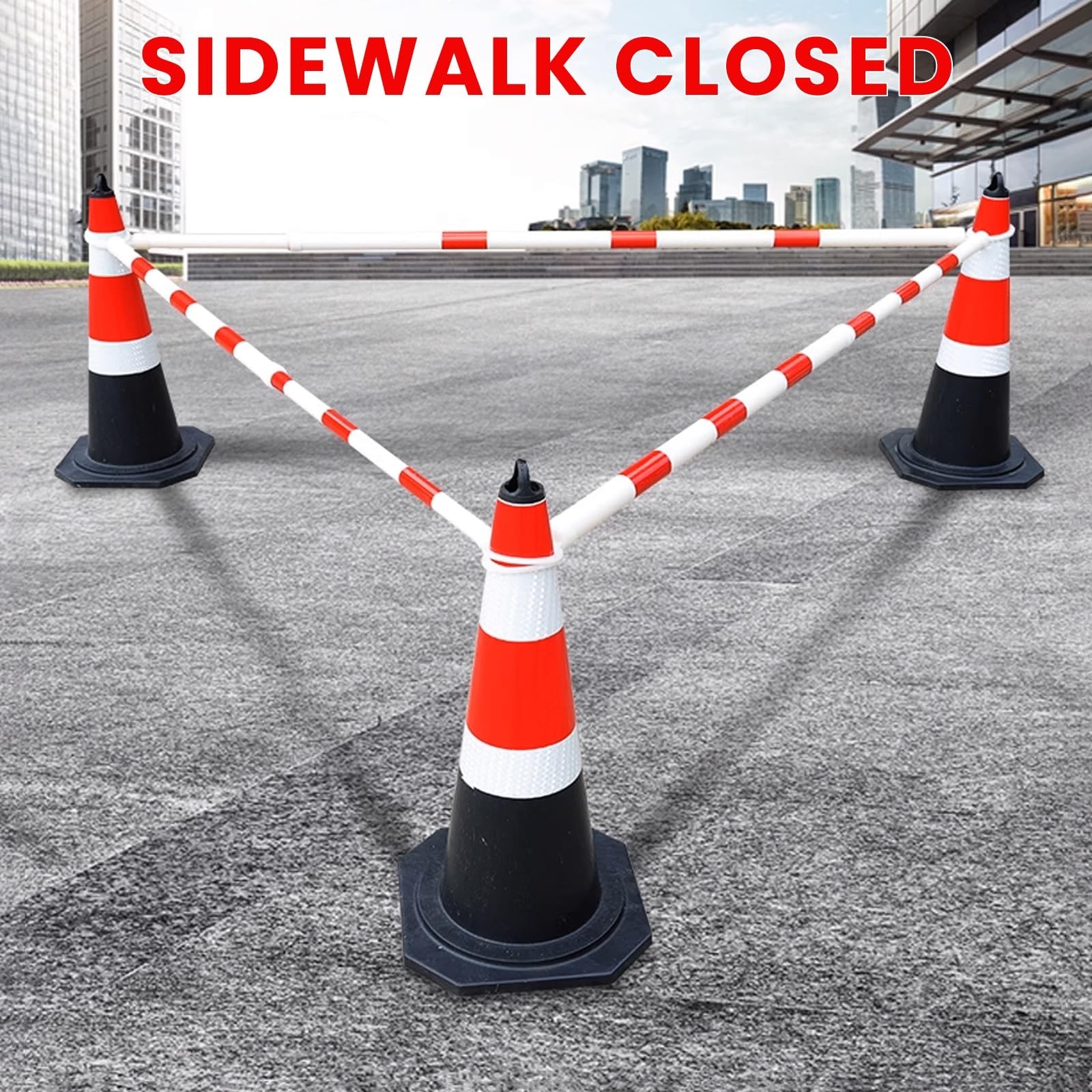 6 Pcs Expandable Traffic Cone Bar 4ft-7.2ft, Lightweight Safety Barricade for Ro