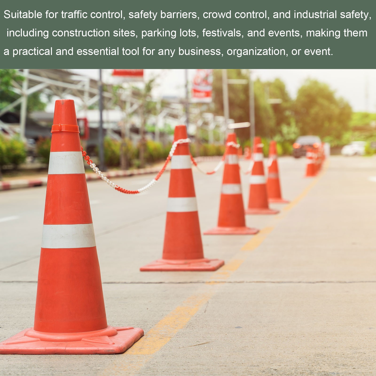 Plastic Chain Barrier (White, 10 Feet, 0.3″ Dia)