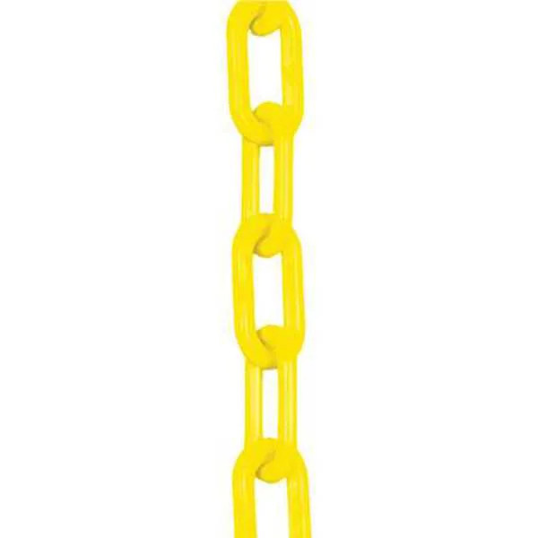 Plastic Chain, Yellow, Outdoor or Indoor, 2 in x 100 ft, Polyethylene, Gloss