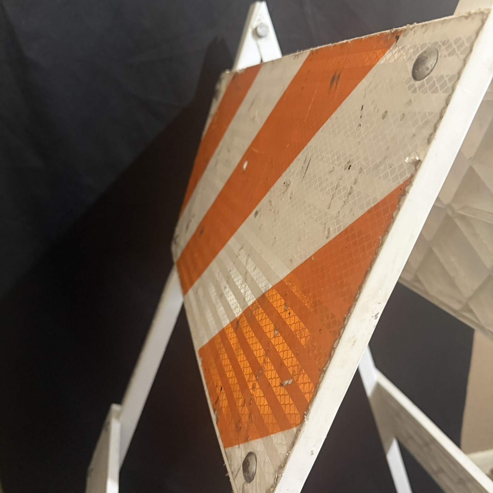 Type I Barricade Used Authentic Retired Reflective Street Traffic Warning Sign