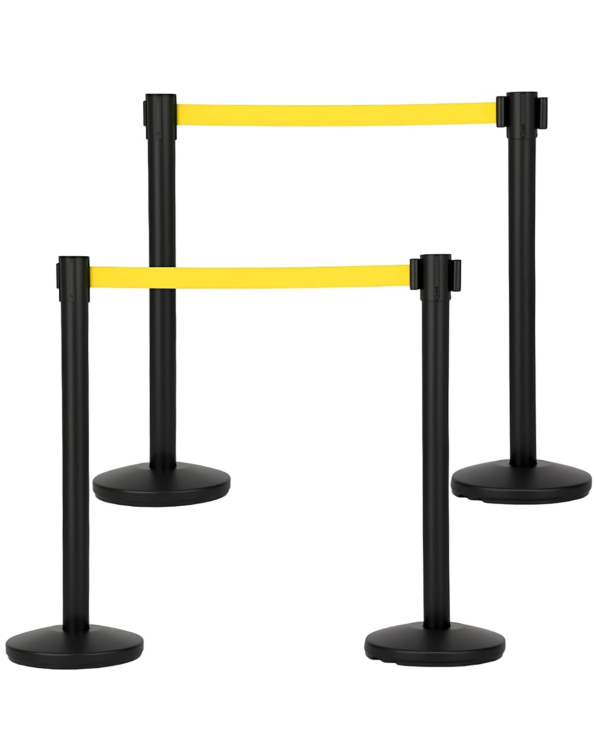 2/4/6Pcs Crowd Control Barrier Queue Poles w/ Retractable Belt Stanchion Posts