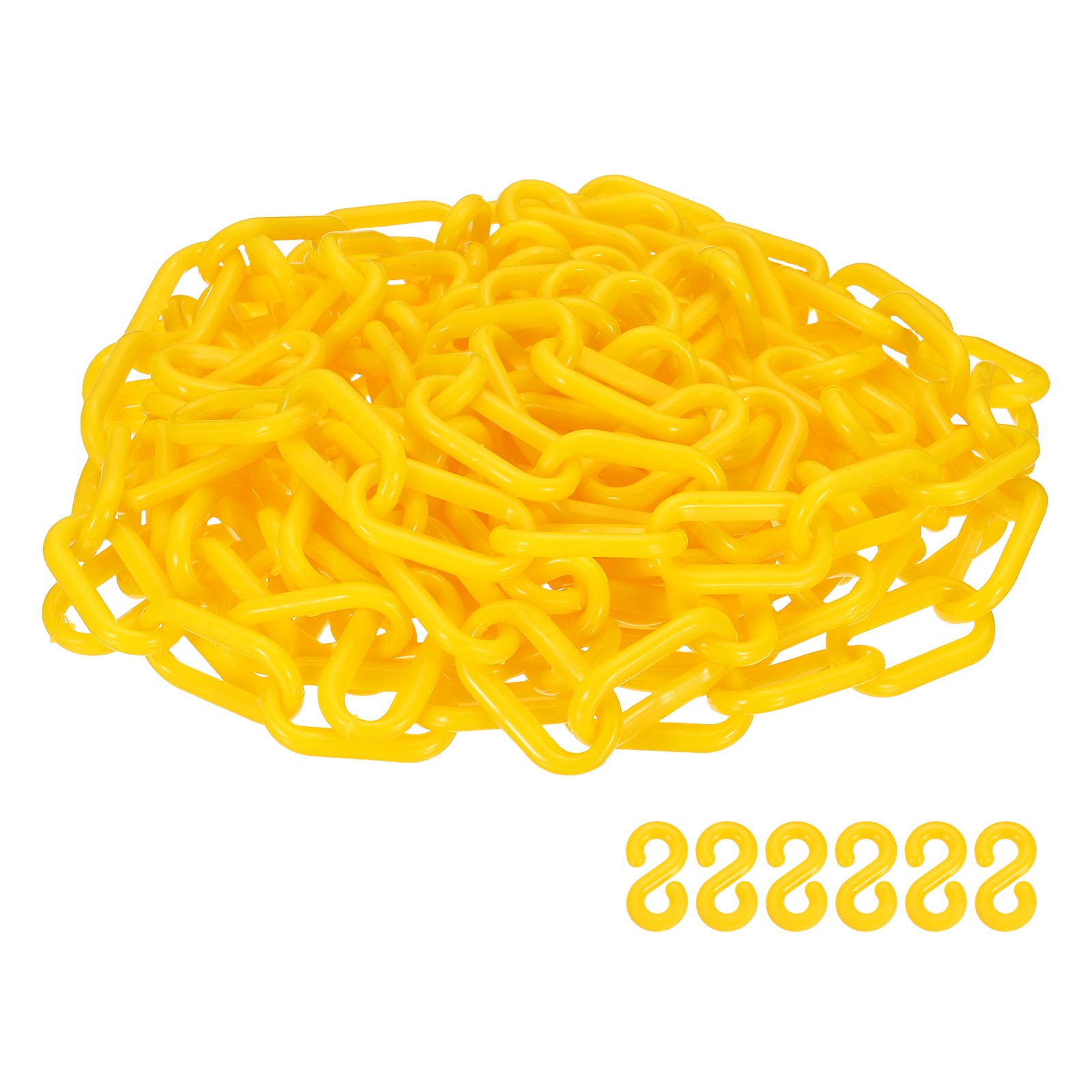 Barrier Chain, (16.4ft 0.7″ Dia., Yellow), Plastic Safety Chain Links W S Hooks