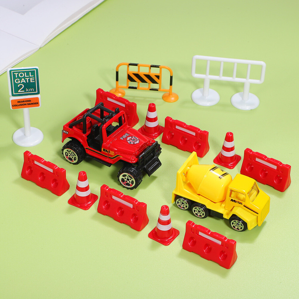 24 Pcs Traffic Barricade Toys Traffic Road Signs Playset Toy Construction Cones