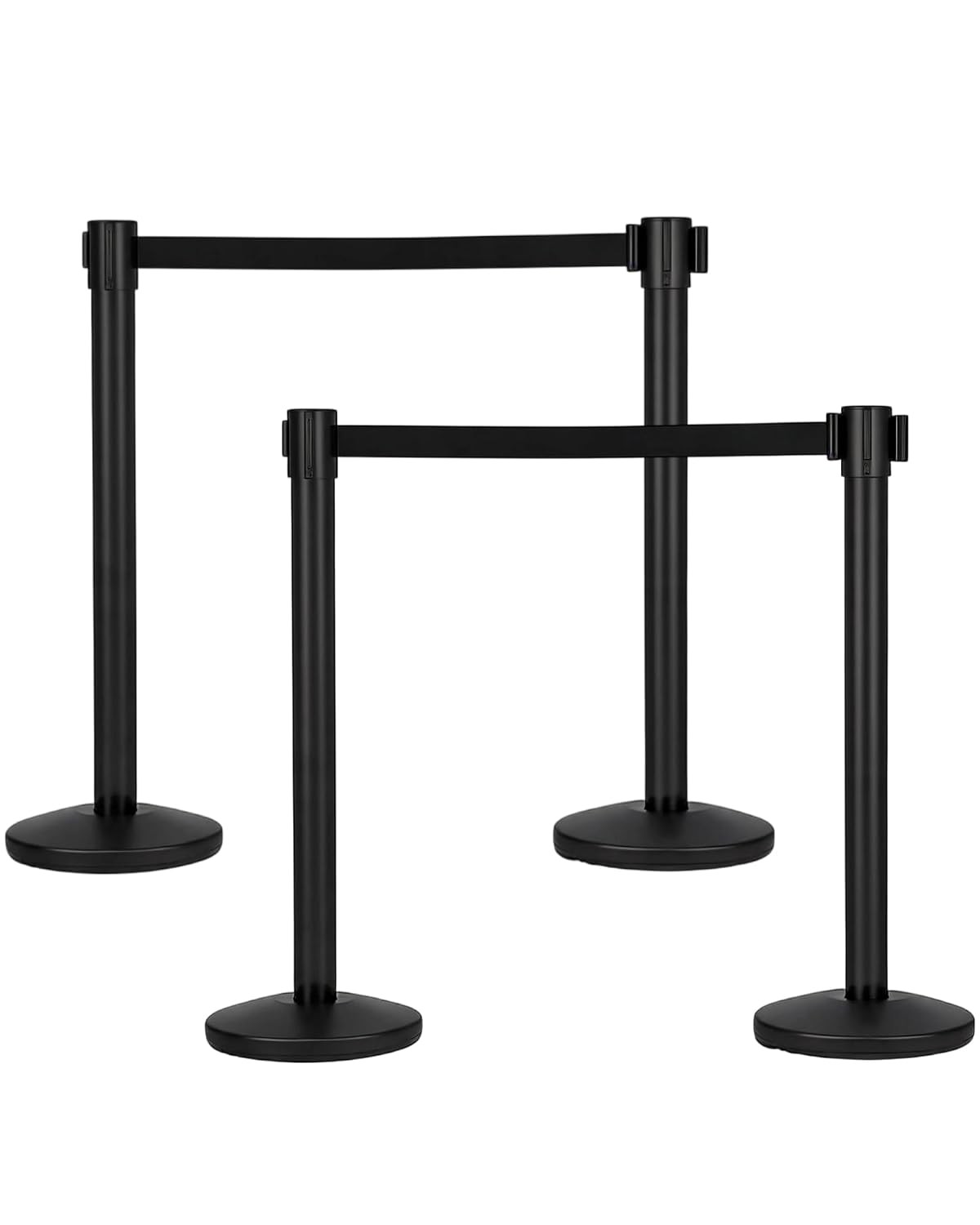 2/4/6Pcs Crowd Control Barrier Queue Poles w/ Retractable Belt Stanchion Posts