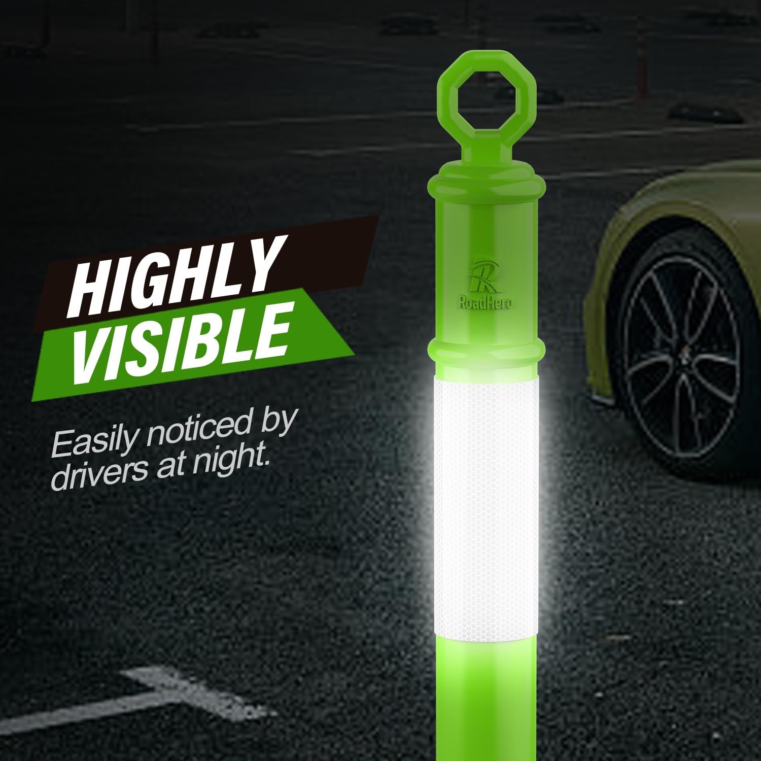 45 Inch 3 Pack Delineator Post with Base, Lime Green Traffic Delineator Posts…