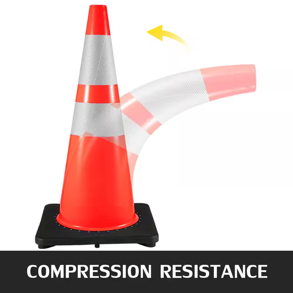 Traffic Safety Cones, 36 In. Safety Road Parking Cone with Black Weighted Base,