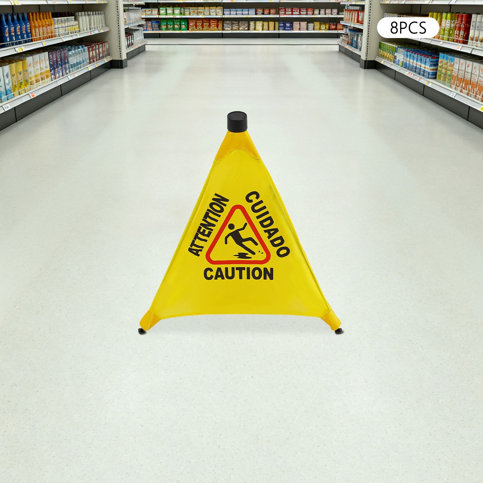 8Pcs Wet Floor Sign Foldable A Frame Caution Floor Sign Plastic Indoor Outdoor