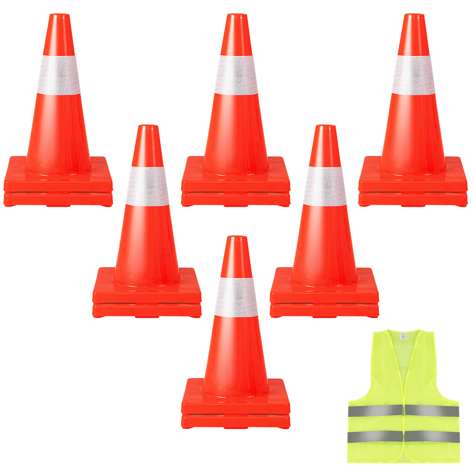 12 Pack Traffic Cones 18″ Safety Road PVC Construction Cones with Safety Vest