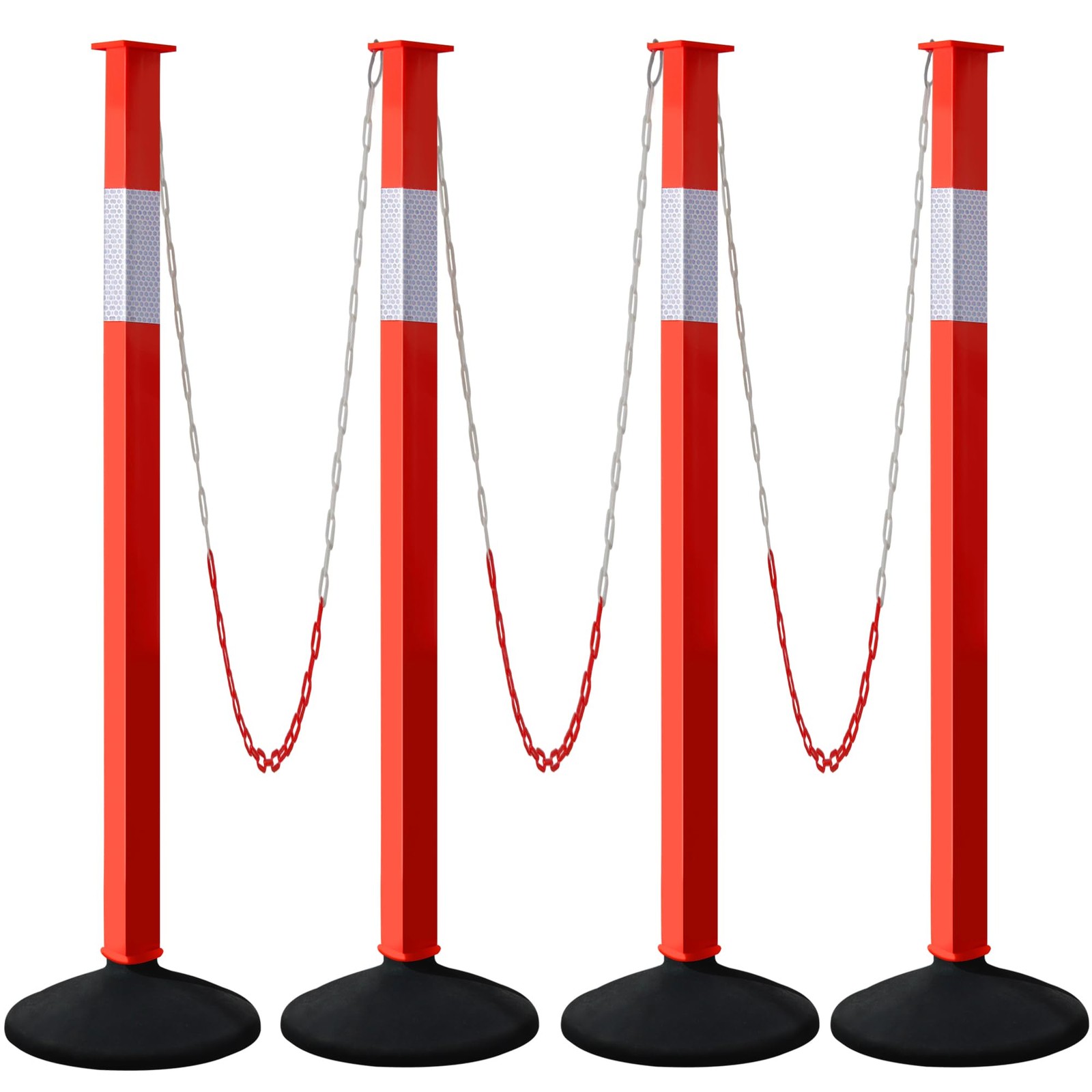 4 Pack Traffic Delineator Post Cones with Weighted Base & Reflective Collars,…