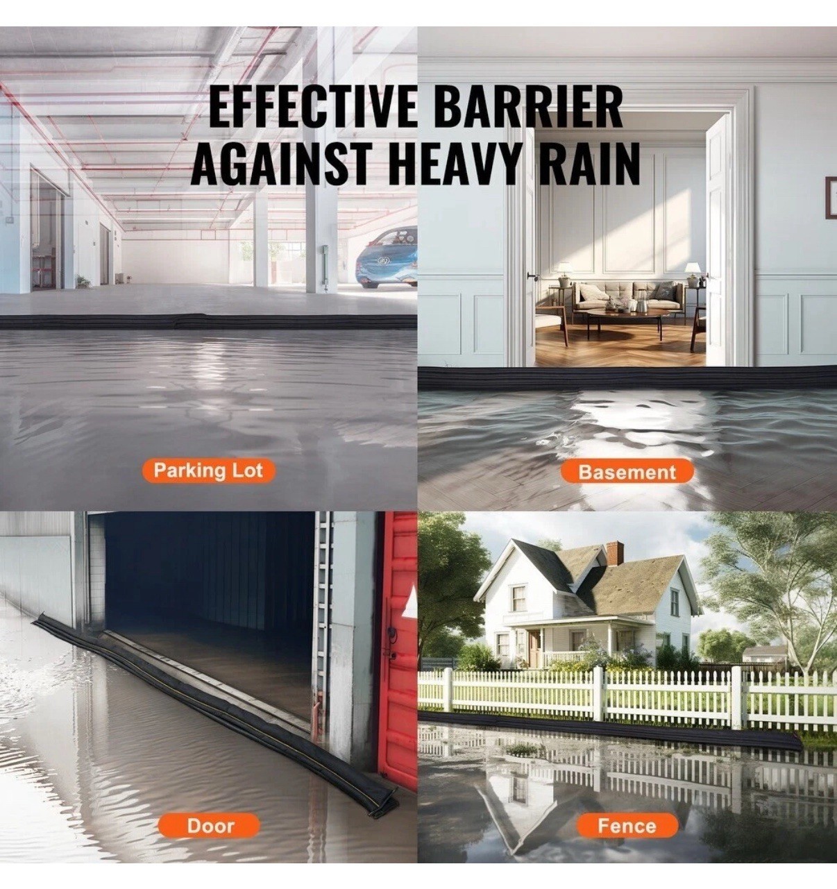 VEVOR Flood Barriers, Water Flood Dam Bags 8 -Pack,Water Activated Flood Barrier