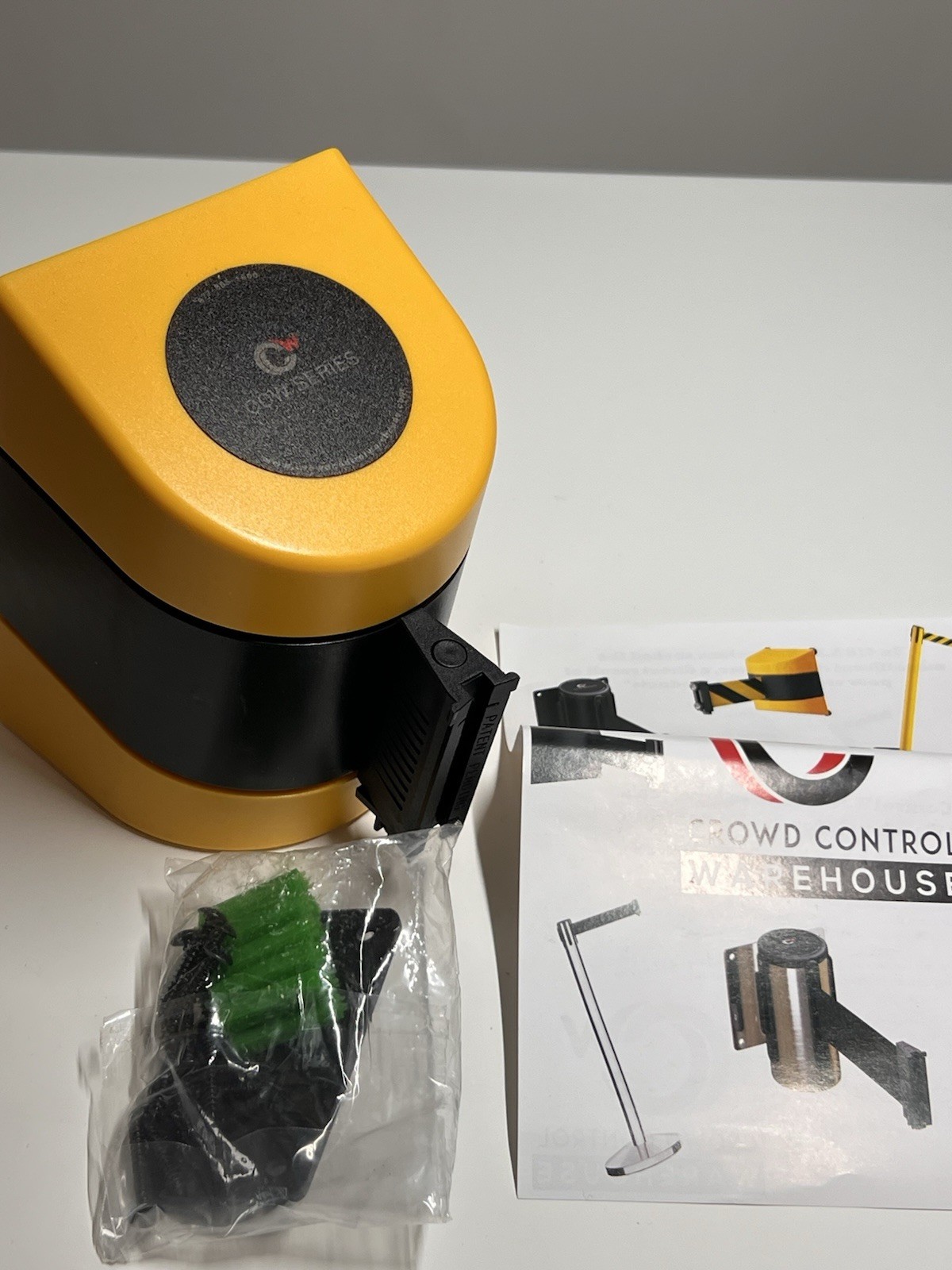 CCW Wall Mount Retractable Belt Barrier 15 Ft Black Yellow Stripe PWM200 New