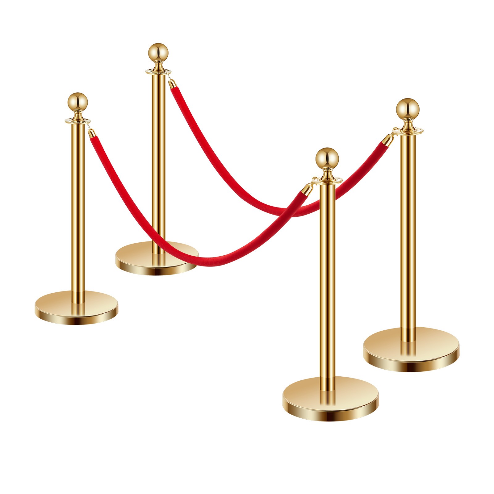 VEVOR 4Pcs Gold Stanchion Post Crowd Control Queue Barrier Sand Injection Base