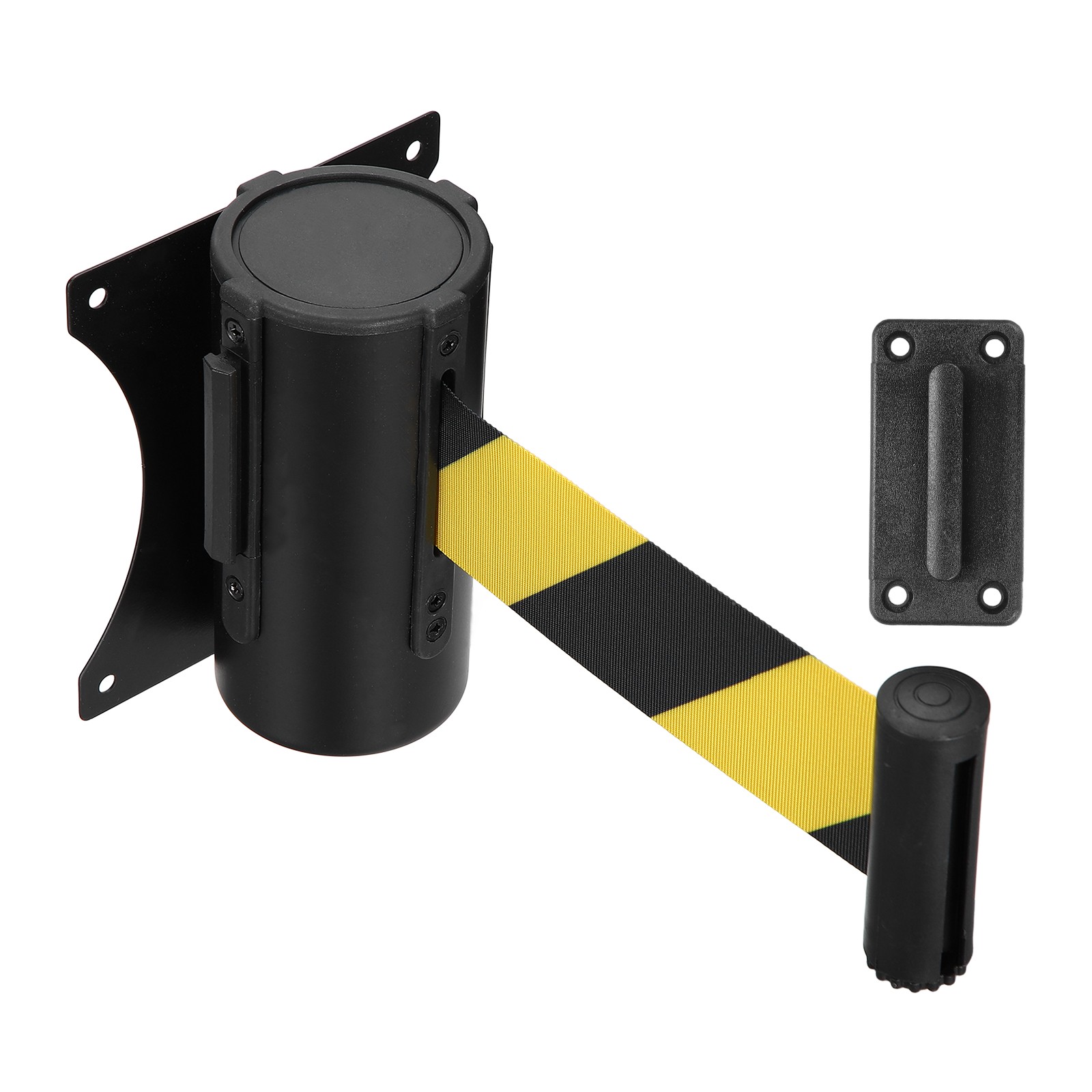 Fixed Wall Mount Retractable Belt Barriers (10 Feet, Black-Yellow) (1 Pcs)
