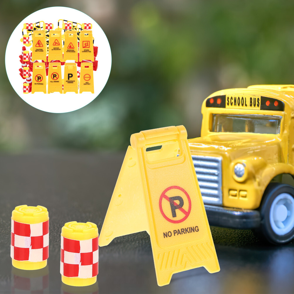 16PCS Road Cone Kids Pretend Play Toy Miniature Traffic Sign
