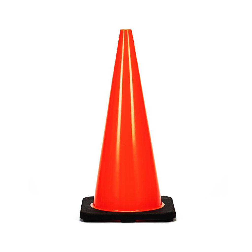 3-24PCS 28″PVC Traffic Safety Cones Black Base Reflective Road Parking cone