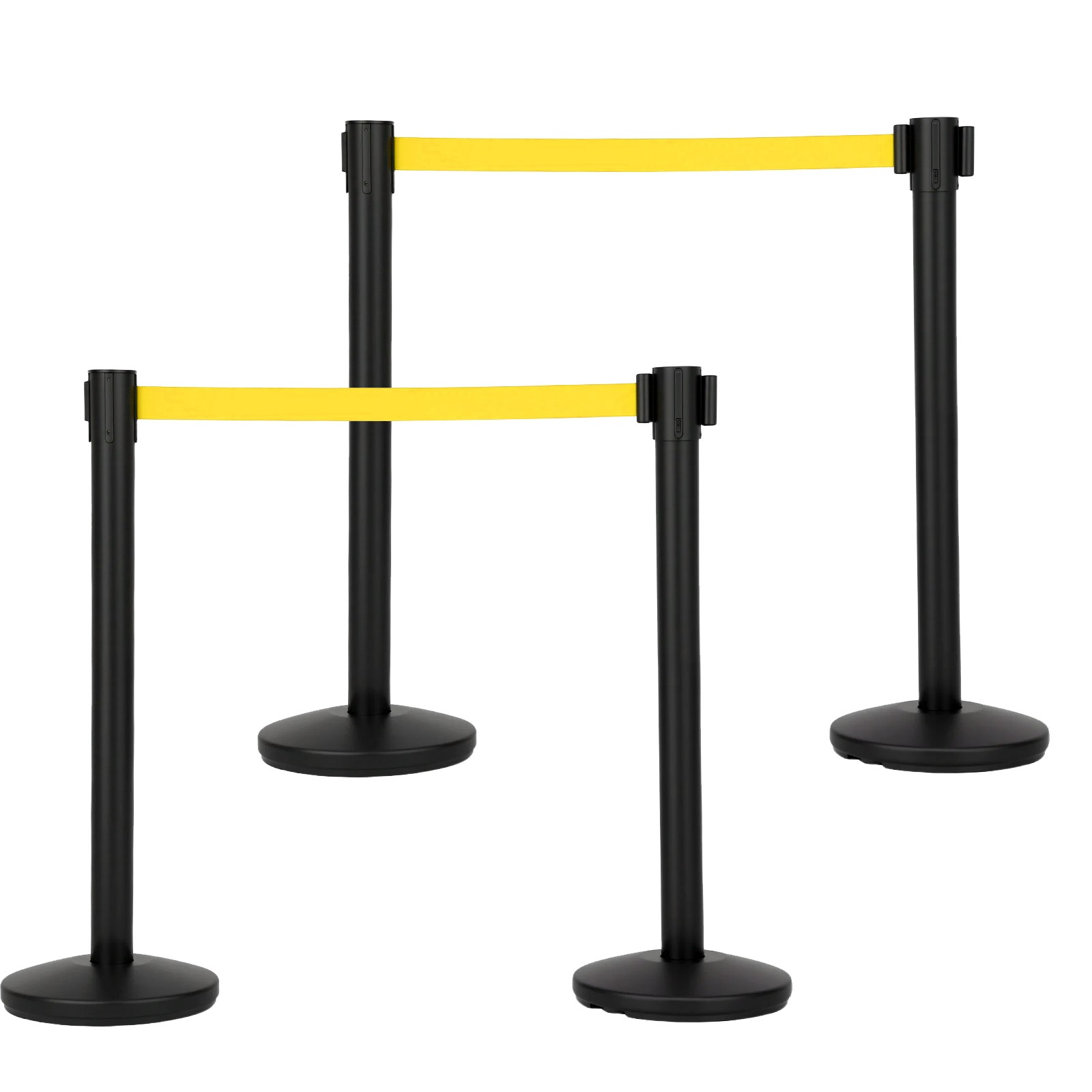 4 Pcs Crowd Control Queue Stanchions 6.6ft Retractable Belt Steel Weighted Base