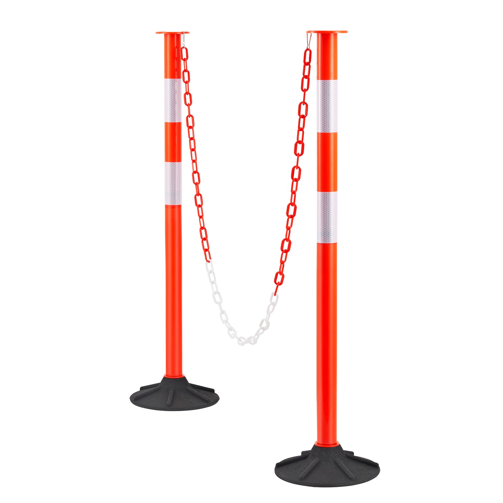 Uimoso 4-Pack Traffic Delineator Posts 34 in Safety Cones Weighted Base & Chains