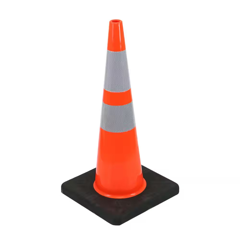 28 In. Orange Reflective PVC Injection Molded Safety Cone Free Shipping New