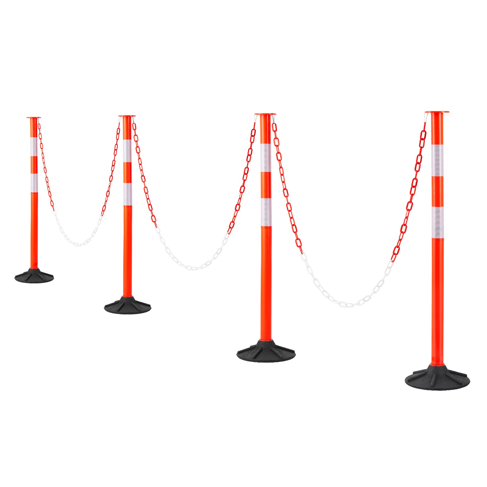 Uimoso 4-Pack Traffic Delineator Posts 34 in Safety Cones Weighted Base & Chains