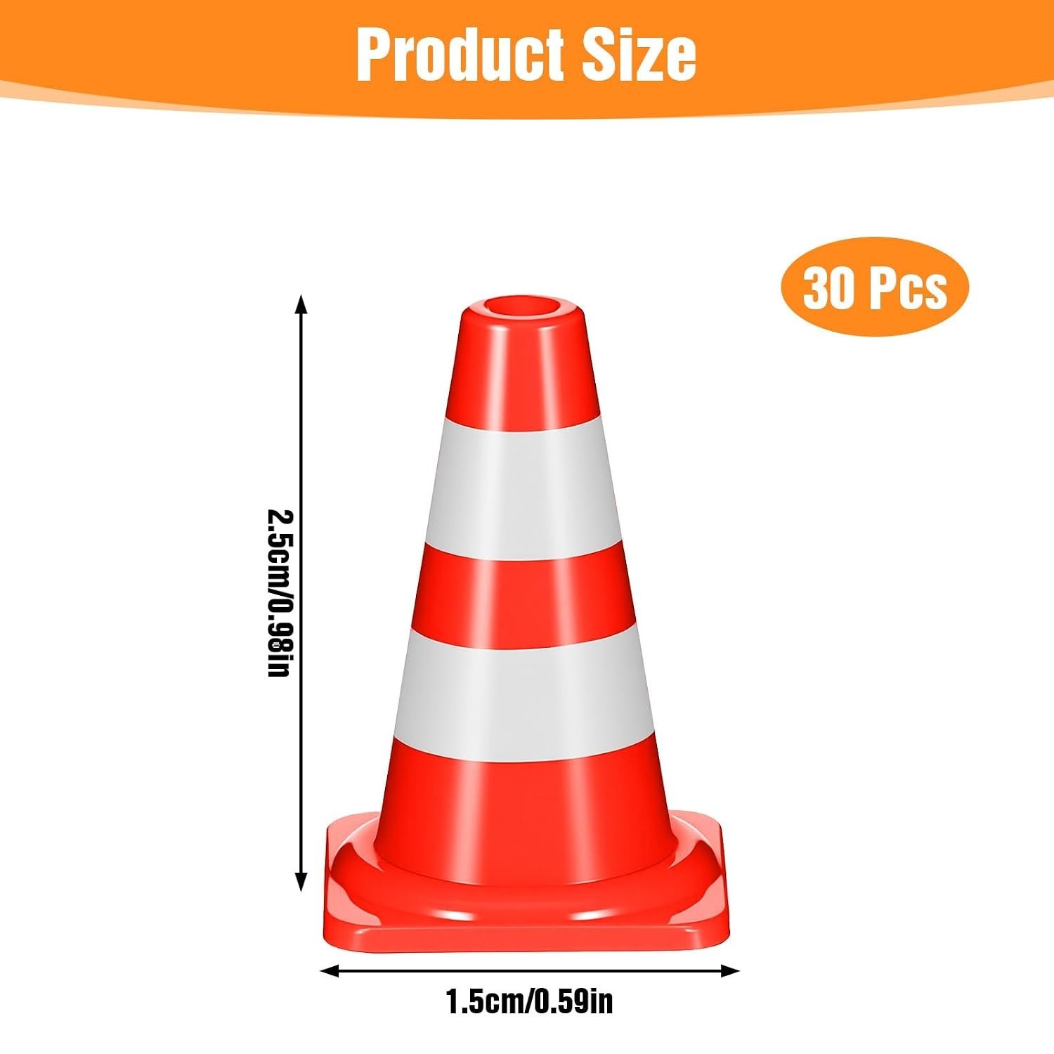 30 Pcs Mini Traffic Cones – 1 Inch Red Safety Cones for Creative Learning Games