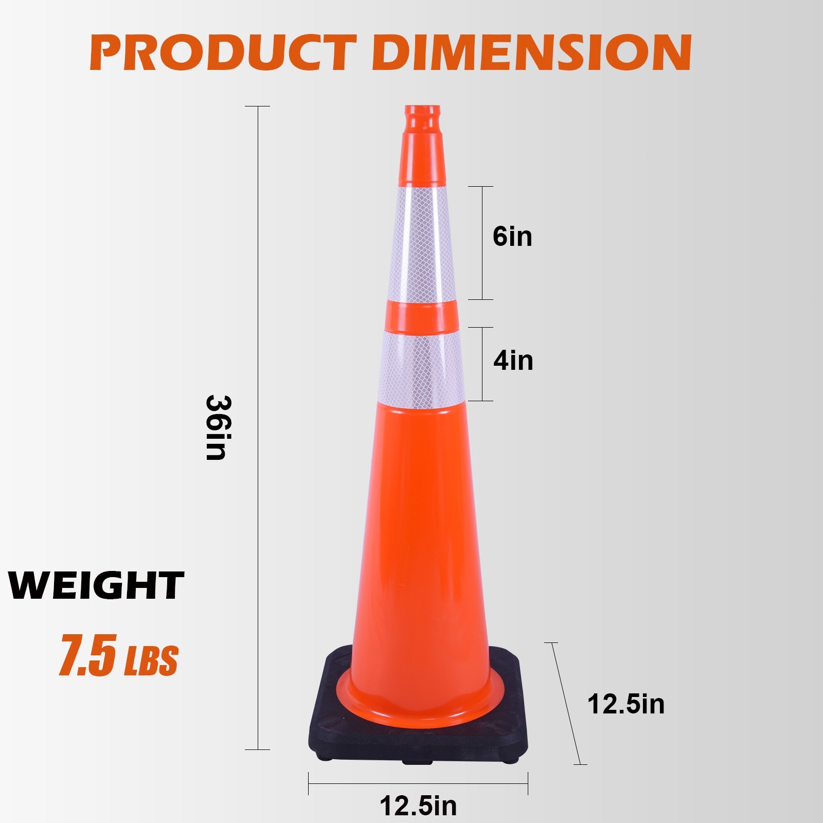 Reflective Collar PVC Traffic Cone Four Color Weighted Base Day/Night Visibility