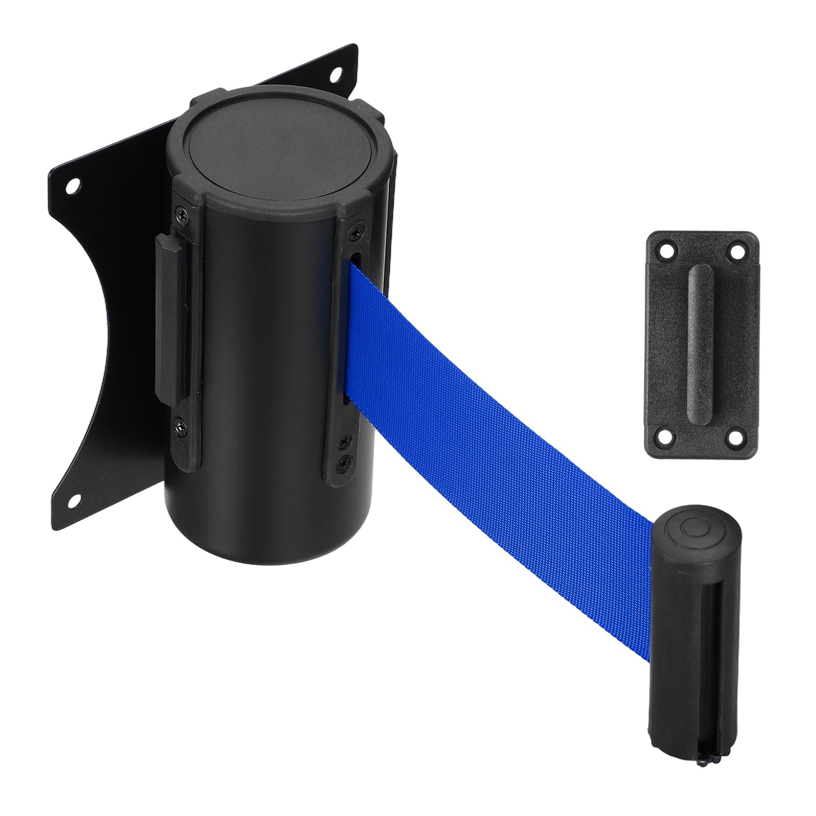 Fixed Wall Mount Retractable Belt Barriers (10 Feet, Dark Blue) (1 Pcs)