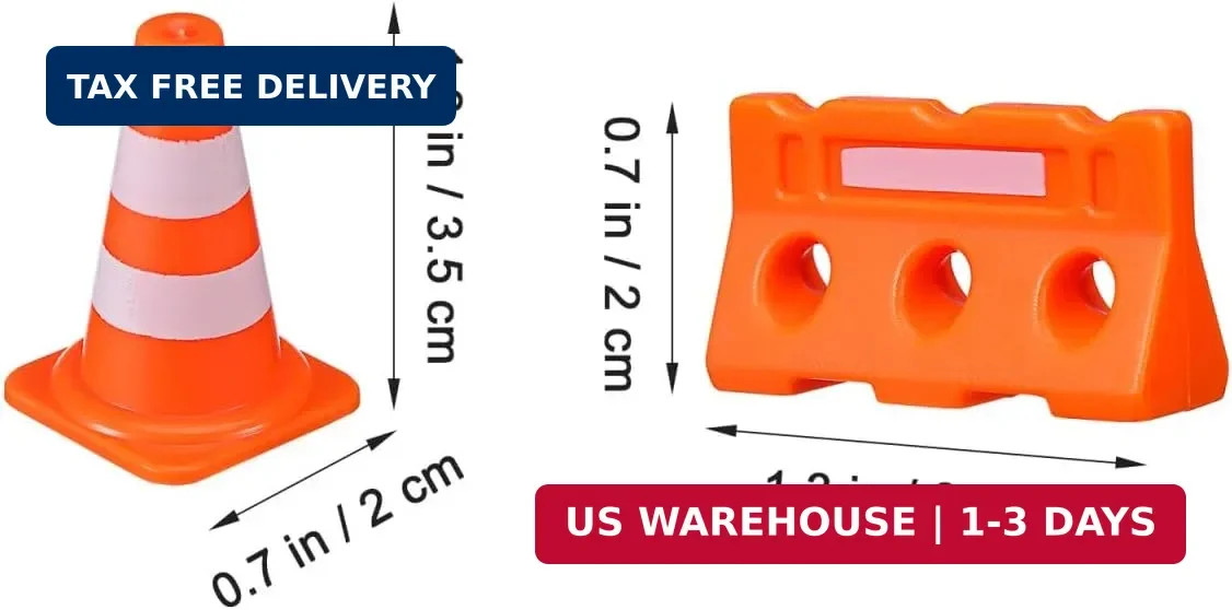 48pcs Mini Traffic Cones – Miniature Fence Barricade Signs Small Orange Construc