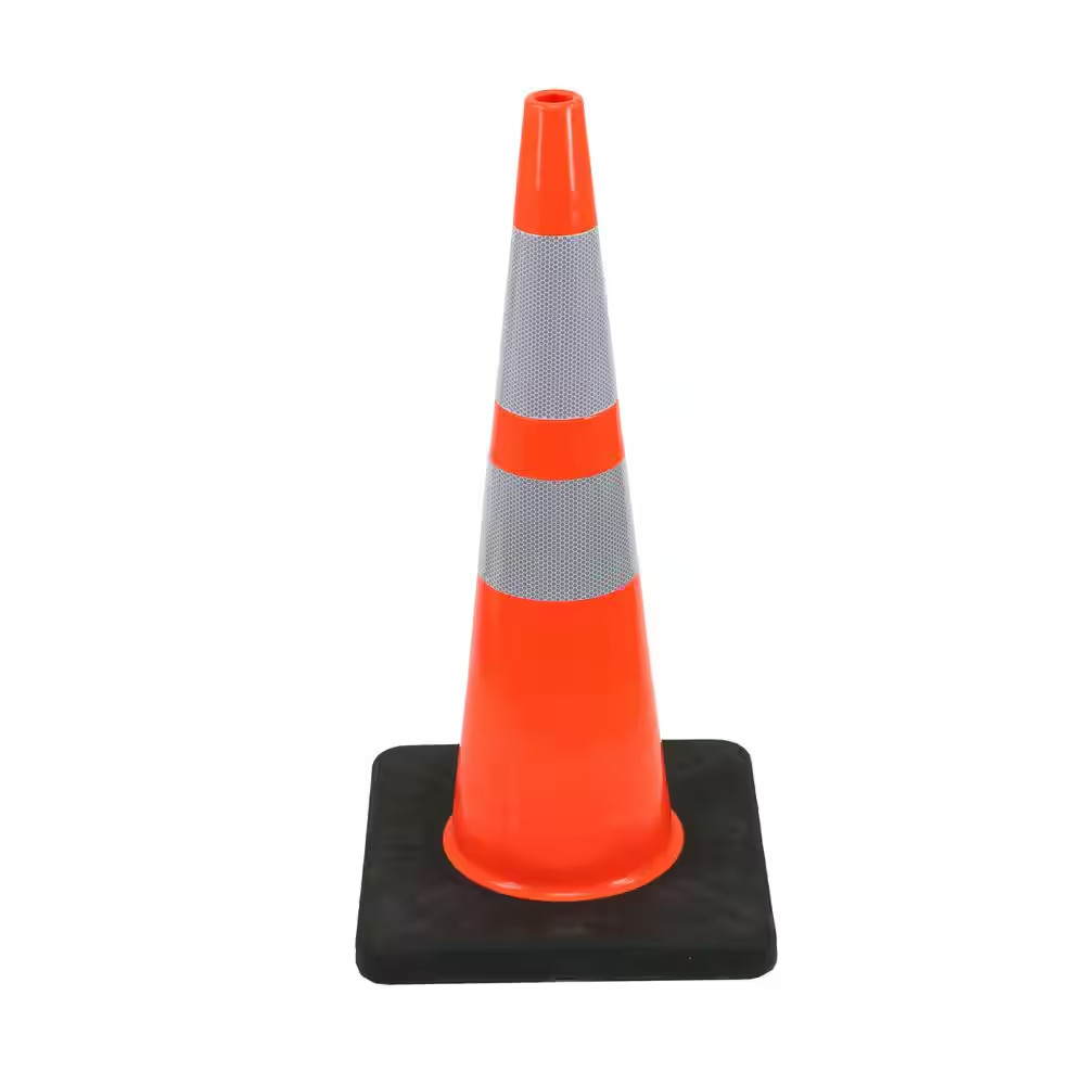 28 In. Orange Reflective PVC Injection Molded Safety Cone Free Shipping New