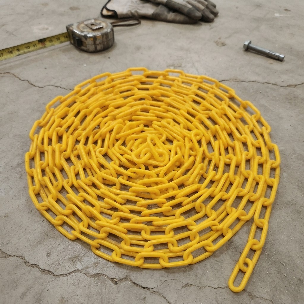 Durable 25ft Yellow Plastic Chain Barrier for Outdoor & Indoor Safety Solutions