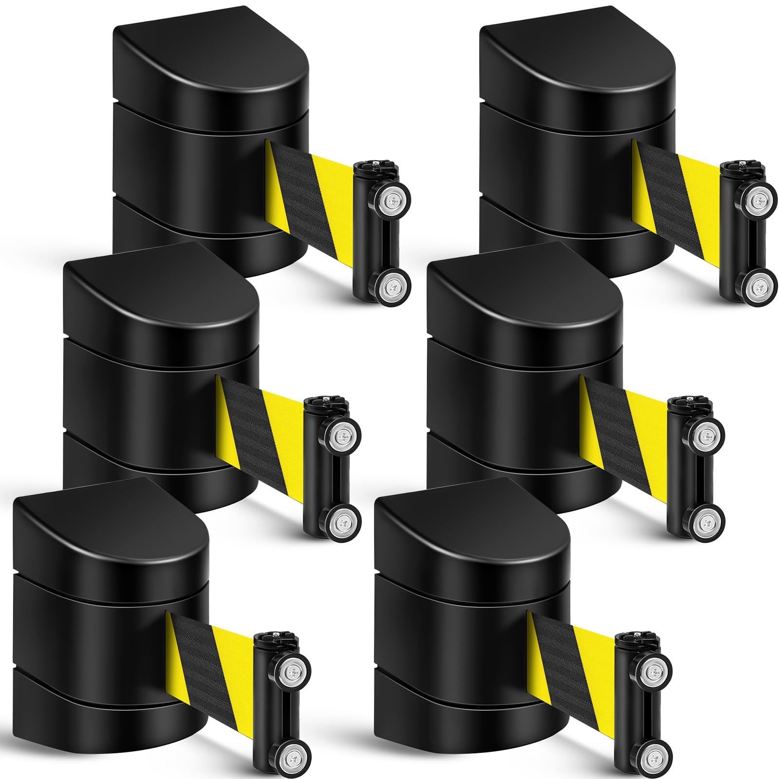 6 Pack 16.4ft Magnetic Wall Mount Retractable Belt Safety Barrier – Crowd Contro