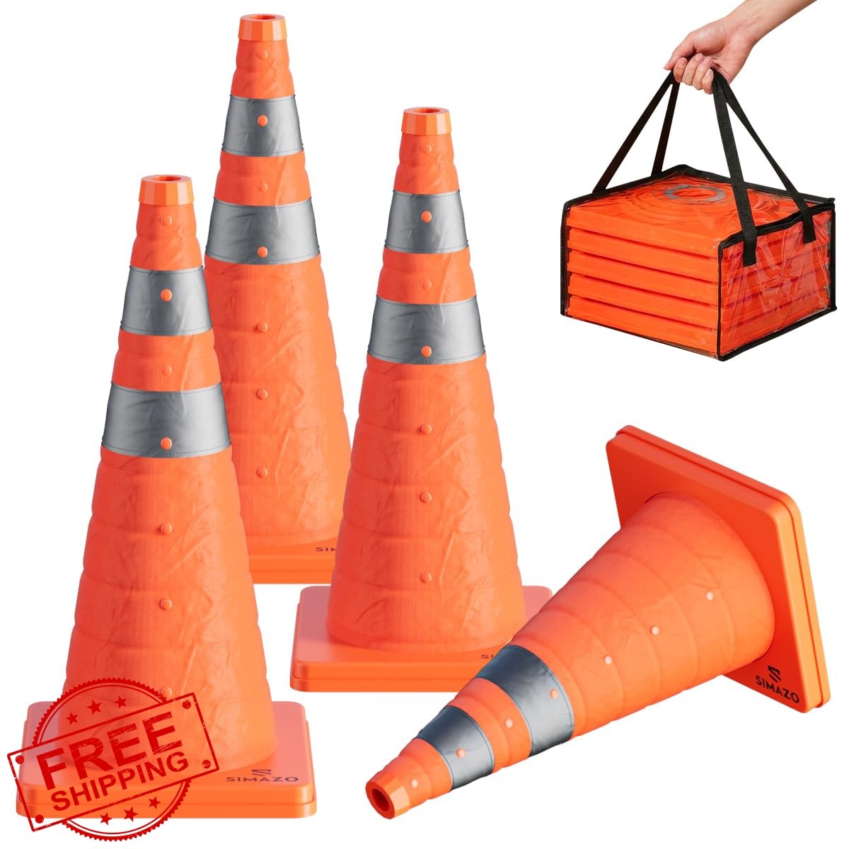SIMAZO 28 Inch Traffic Cones 4 Pack