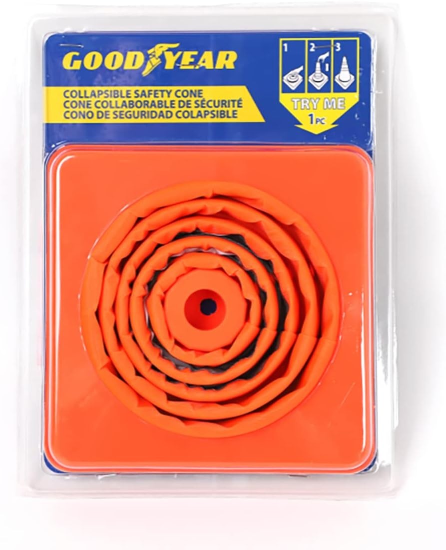 Goodyear 12″ Collapsible Reflective Safety Cone, Orange, for Parking Use