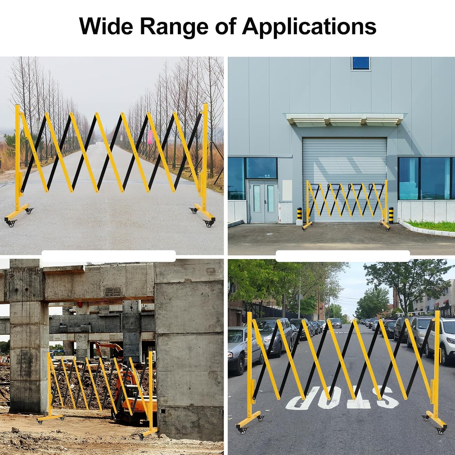 11 ft Outdoor Traffic Barricade Gate Metal Expandable Folding Safety Barrier