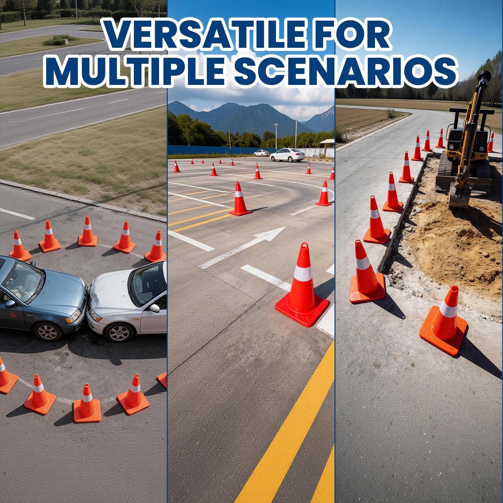 12 Pack 18″ Traffic Safety Cones Durable PVC Material Parking Cones with Reflect