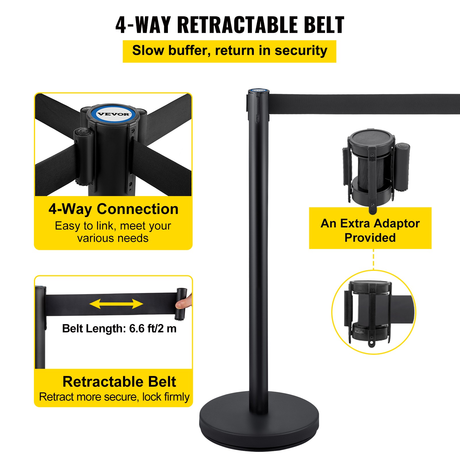 Uimoso 4 Pieces Crowd Control Stanchion Posts Set 6.6 ft/2 m Retractable Belts