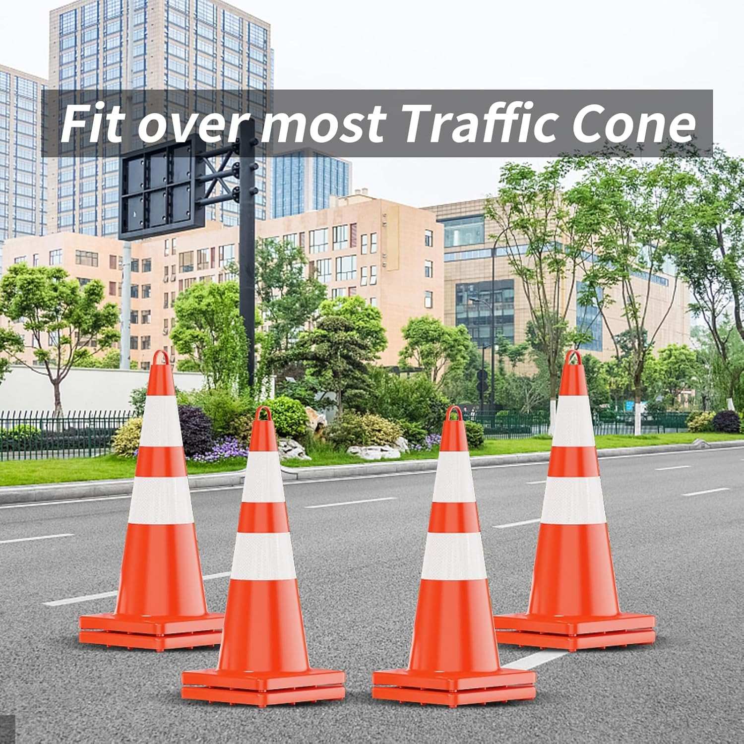 Expandable 6 Pcs Traffic Cone Bar 4Ft to 7.2Ft for Parking & Road Safety