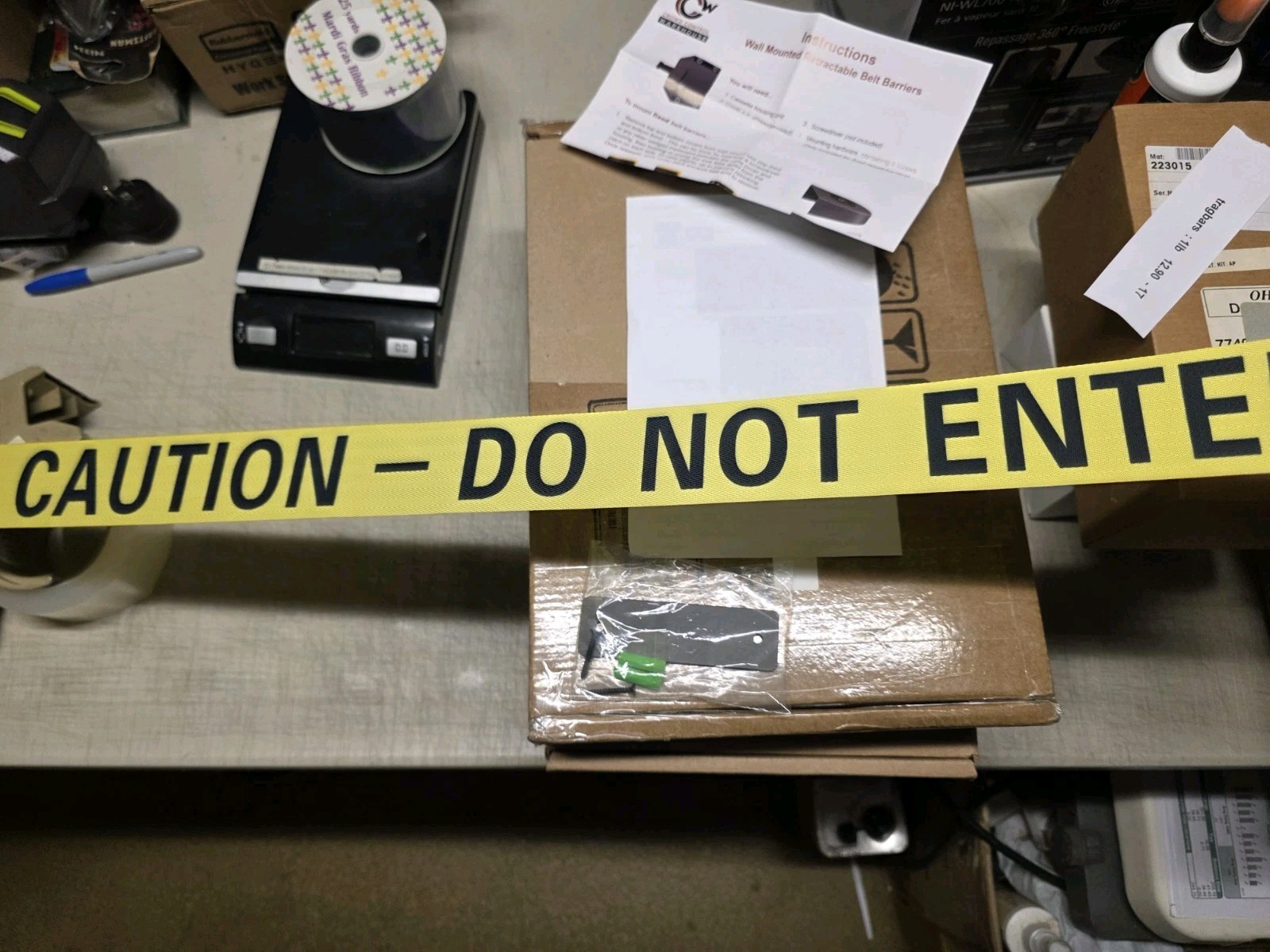 Retractable Belt Barrier / Wall Mount / Yellow / Magnetic 30 ft. Caution Belt