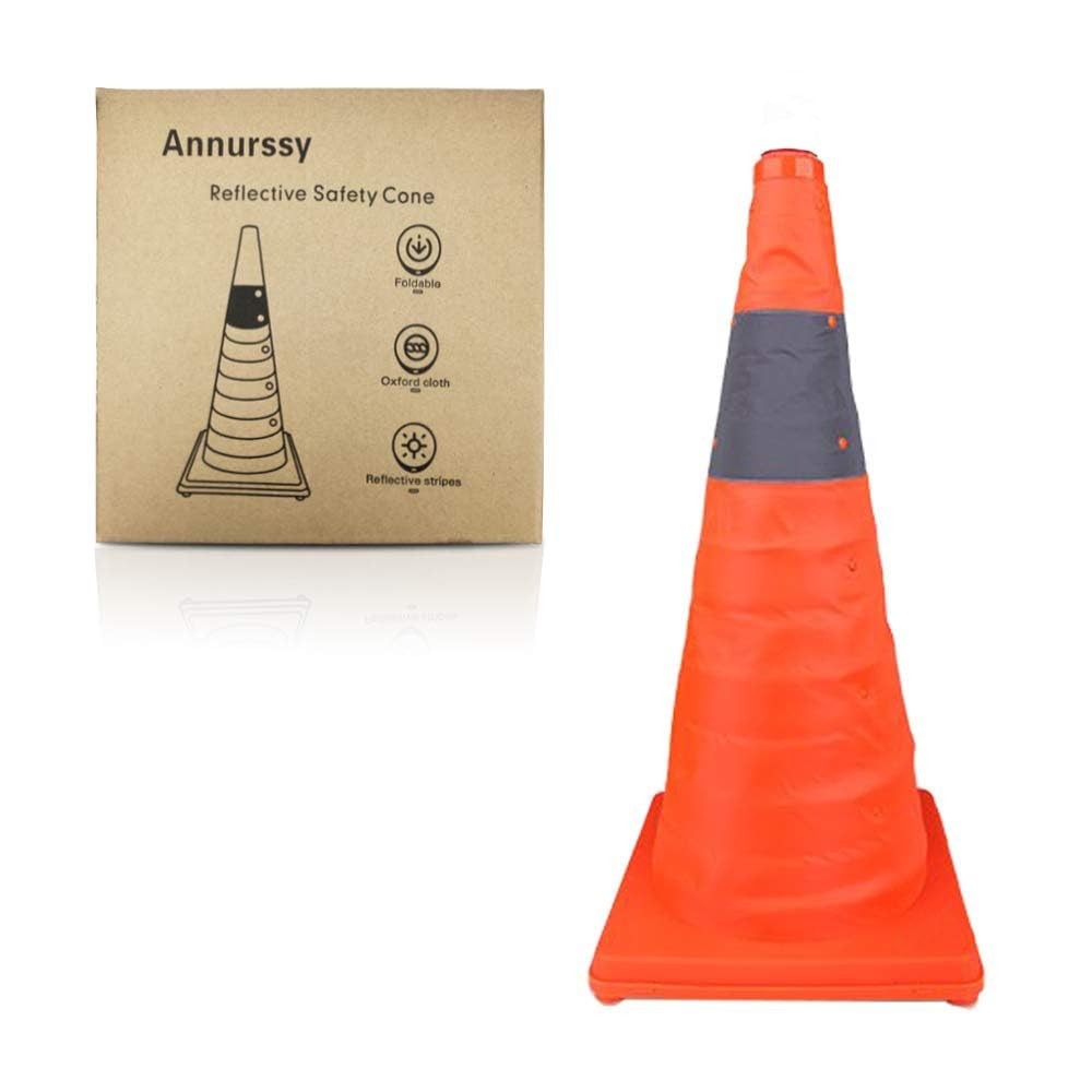 28 Collapsible Traffic Cone LED Light Pop Up Reflective Safety Cone Portable