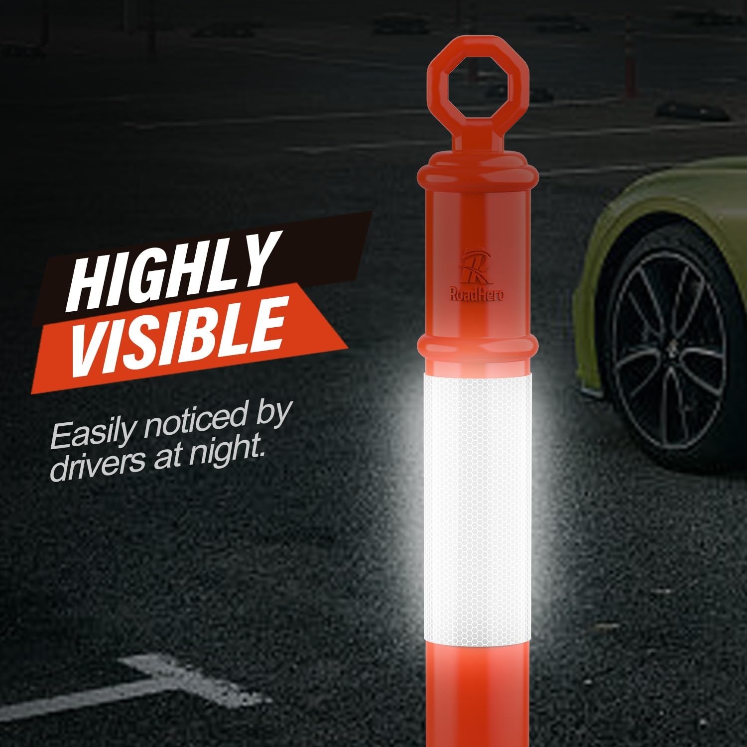 45 Inch Orange Delineator Post with 10 LB Weighted Base, 3 Pack | Traffic Deline