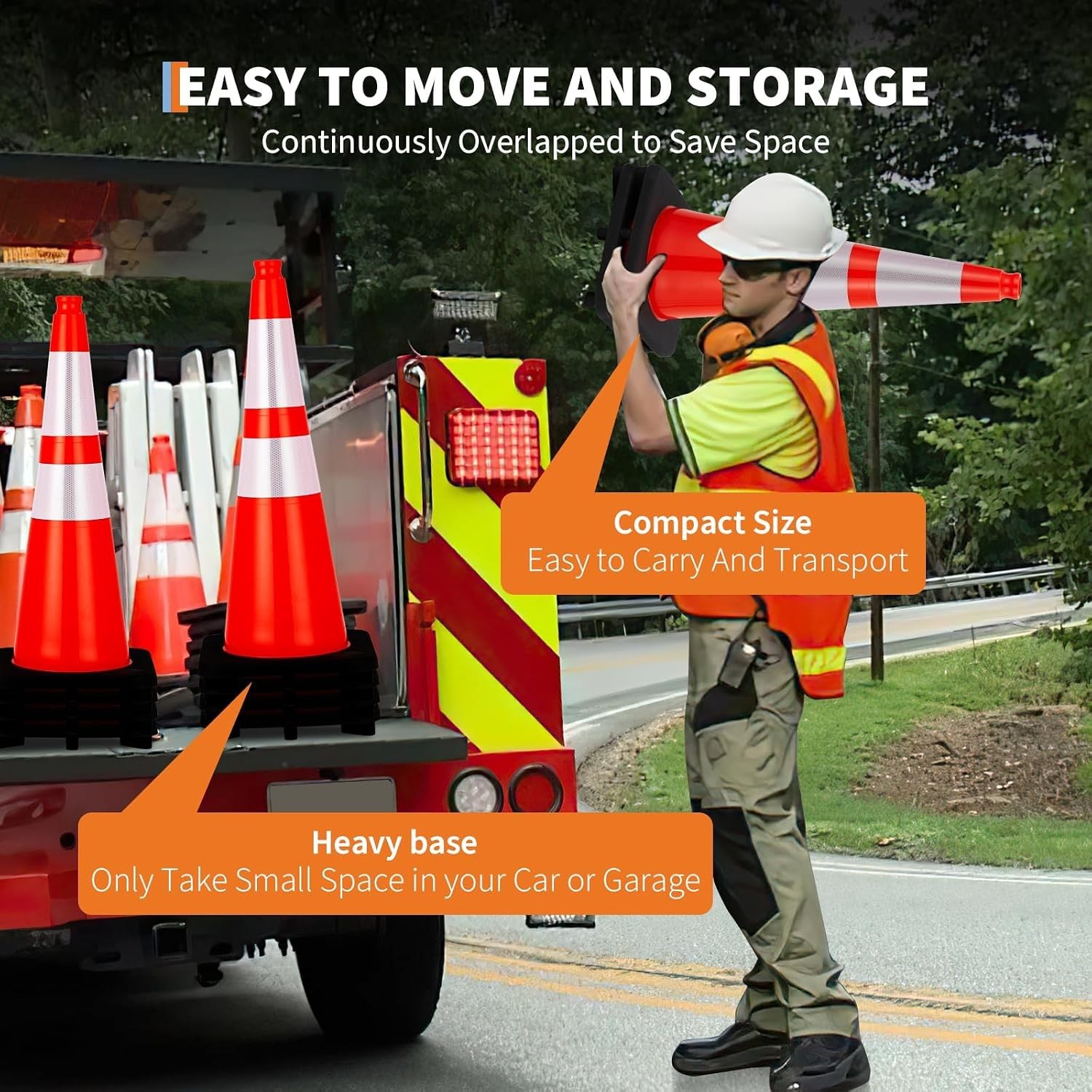 8/10 PACK 28’inch Heavy Duty Traffic Safety Cones with 2 Reflective Collar Cones