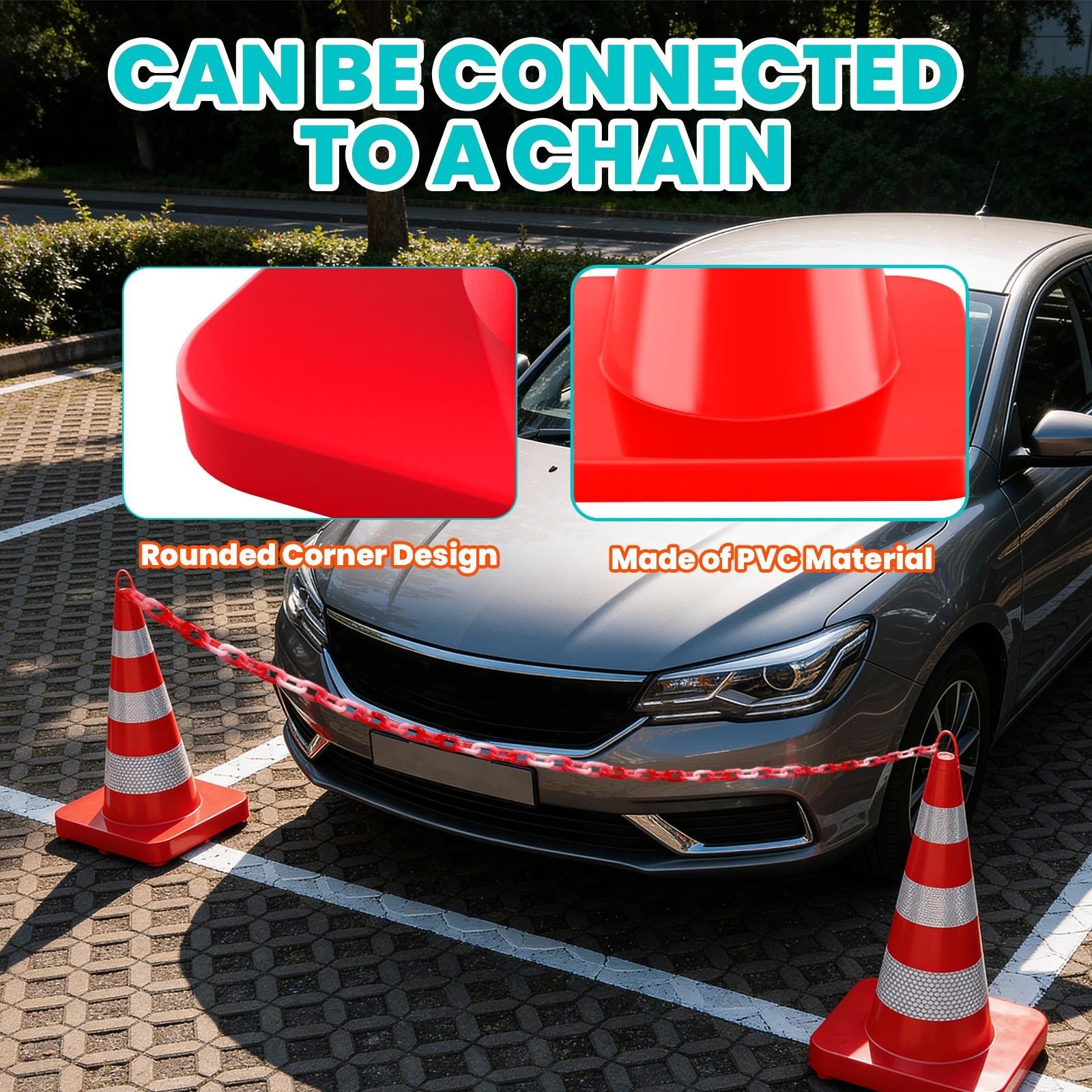 12 Pack Traffic Safety Cones 36″ Parking Cones w/Reflective Collars PVC Base