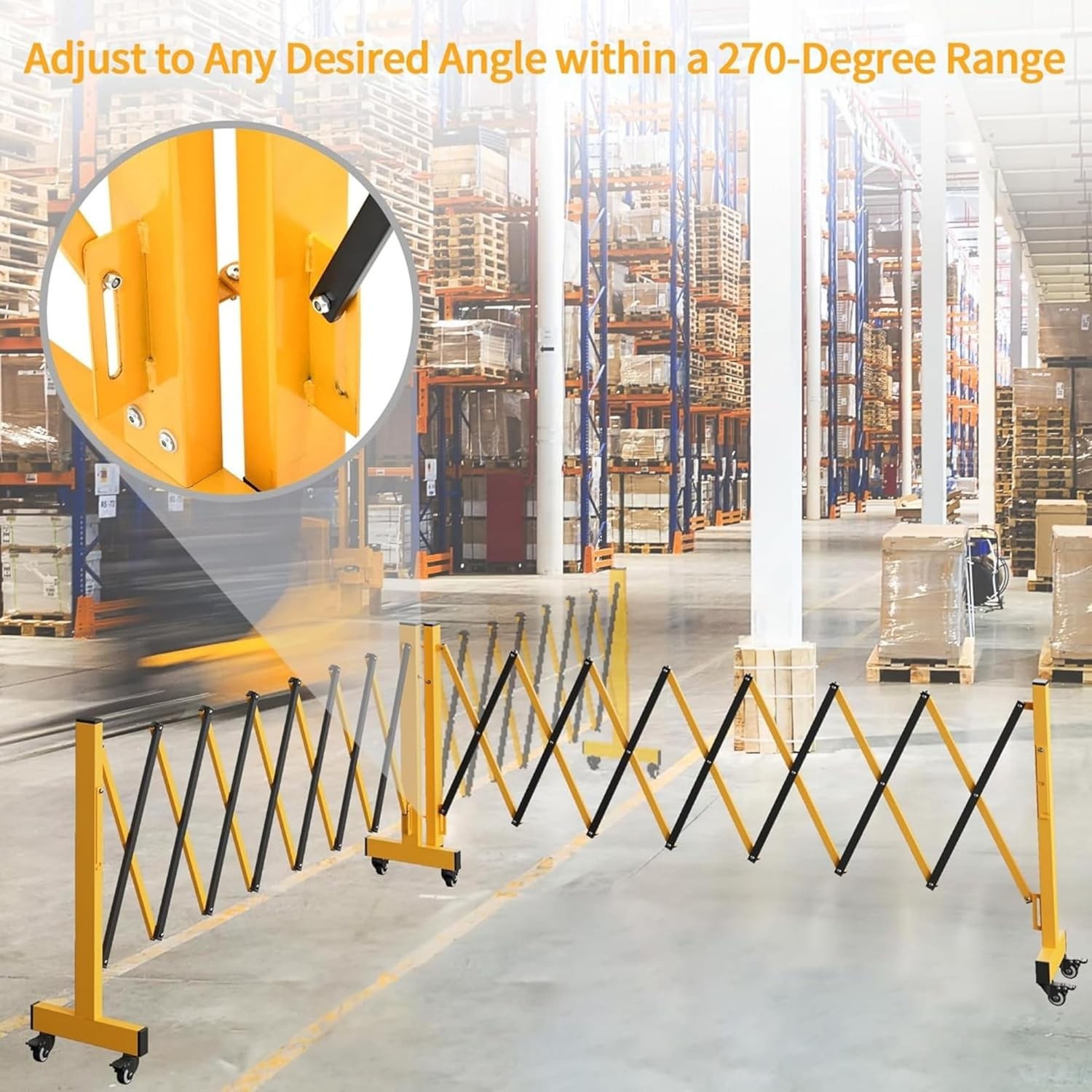 Outdoor Traffic Barricade Gate Metal Expandable 8-23FT Folding Safety Barrier