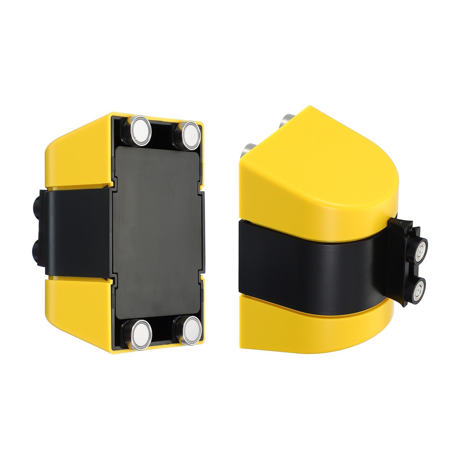 16.4Ft Magnetic Retractable Belt Barrier, Red White Belt, Black Yellow Case