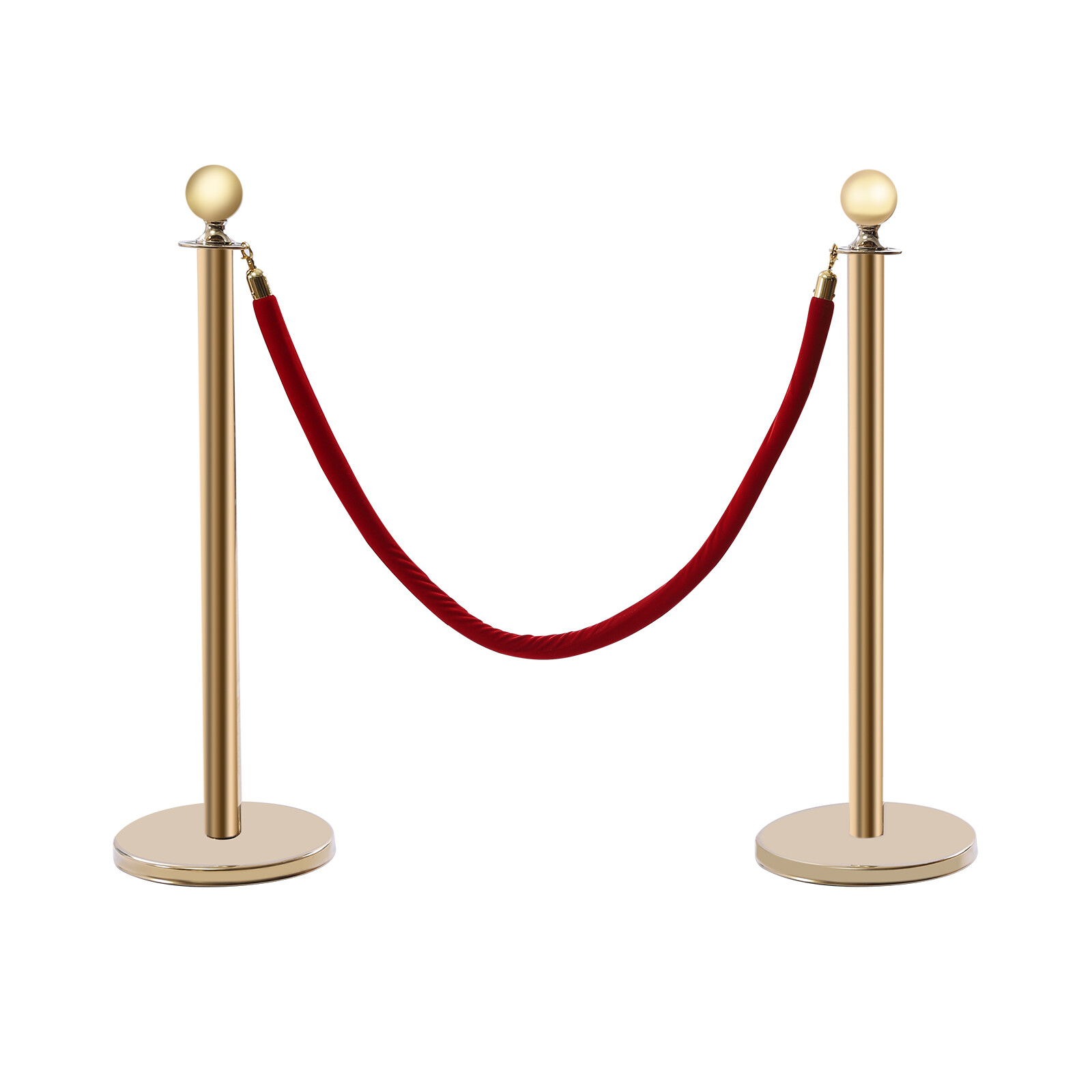 6Pcs Golden Stanchion Posts w/ 4 Velvet Ropes Crowd Control Queue Pole Barrier!~