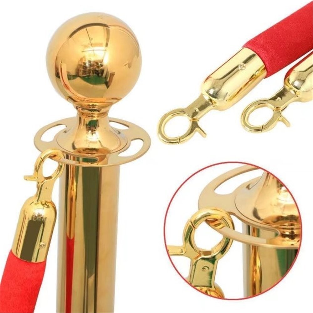 5-Foot Red Velvet Stanchion Rope with Elegant Brass Hooks – Events Ready