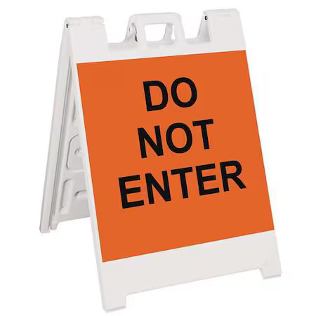 Barricade Sign, Plastic, Engineer, 36 In Height, 3 In Length, 17 Lb, White,