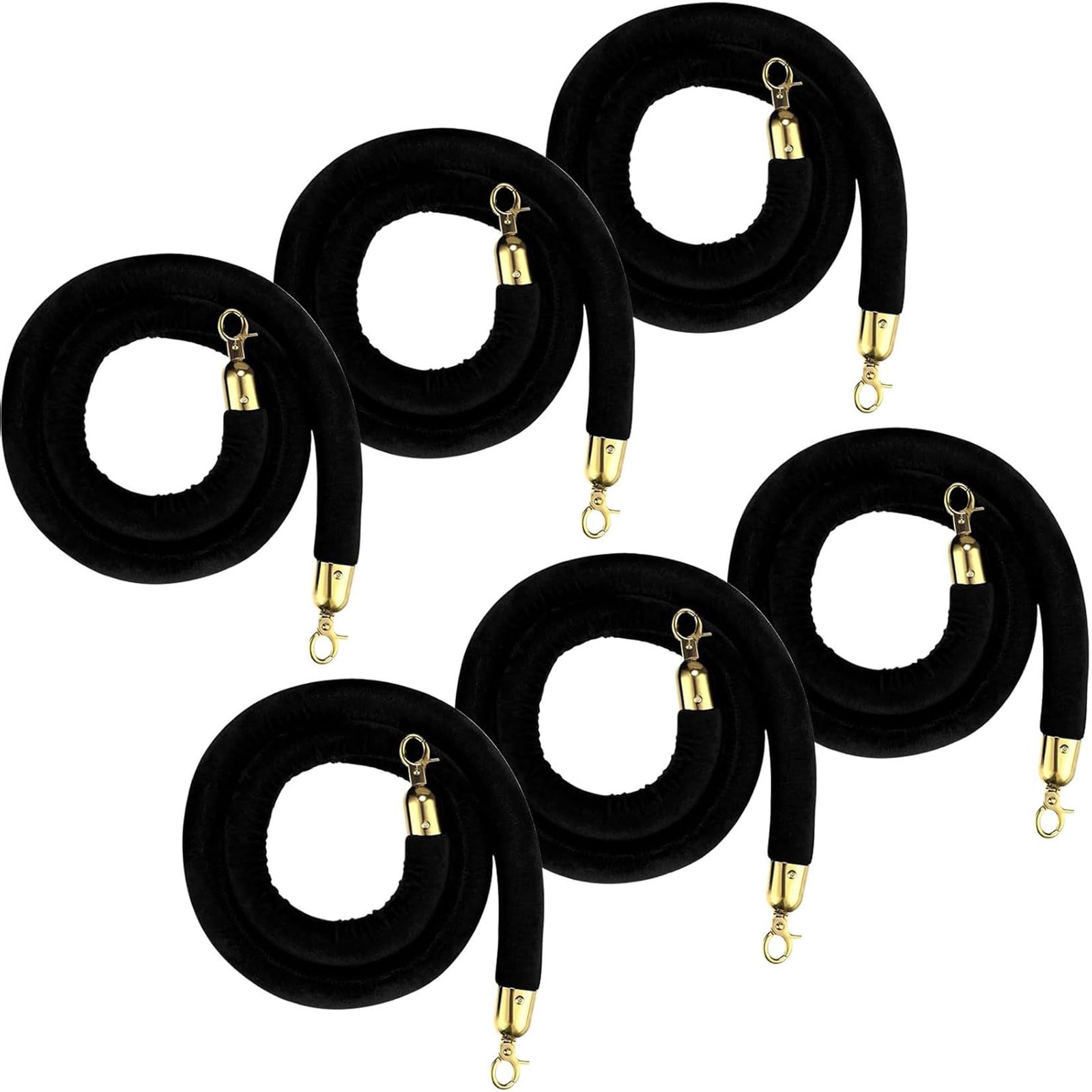 6 Pcs Velvet Stanchion Rope Decorations 5ft Crowd Control Ropes Safety Barrier