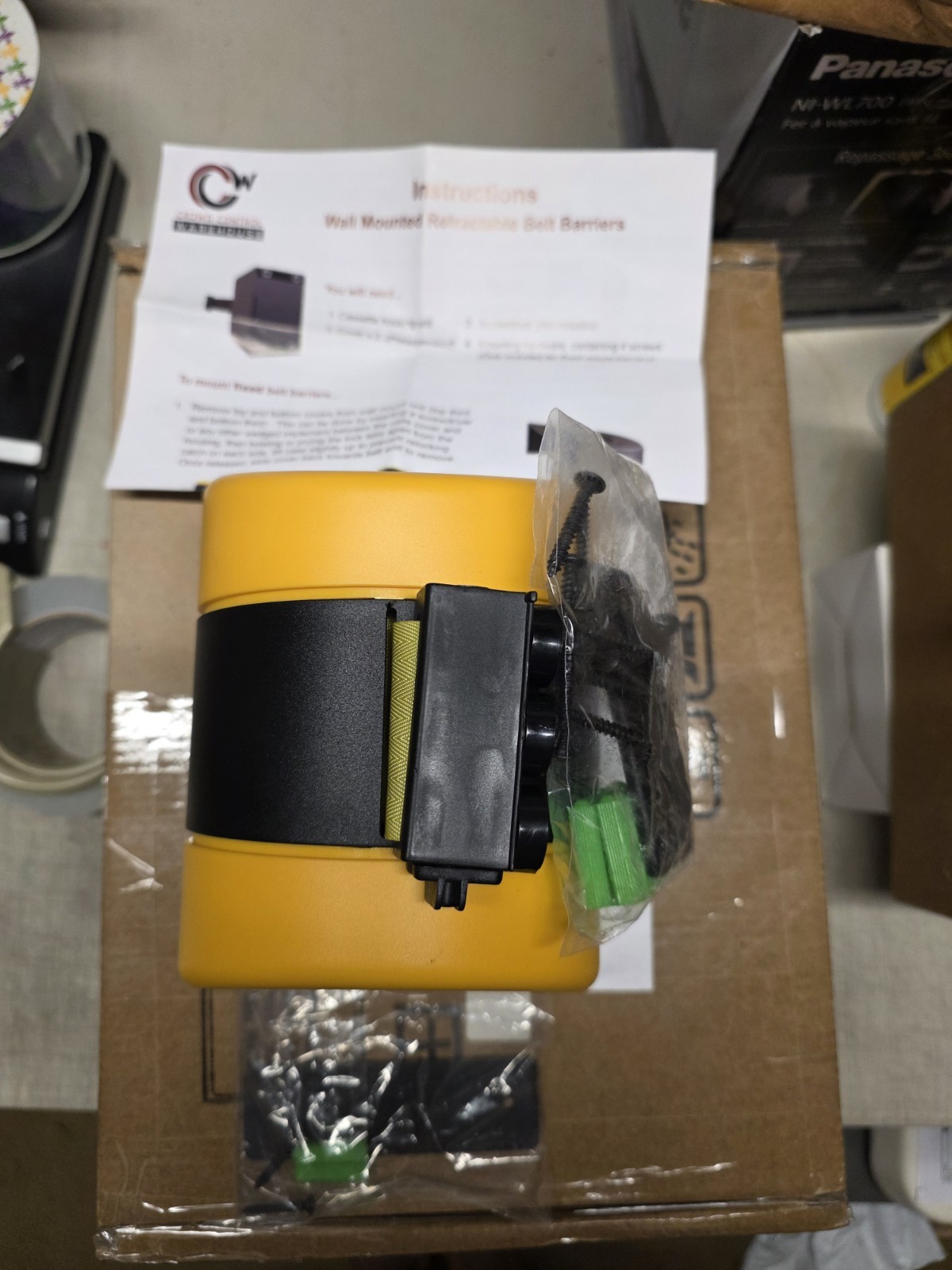 Retractable Belt Barrier / Wall Mount / Yellow / Magnetic 30 ft. Caution Belt